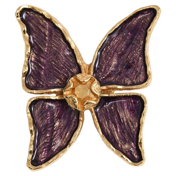 Saint Laurent Vintage Butterfly Brooch in Purple Brass - Picture 1 of 2